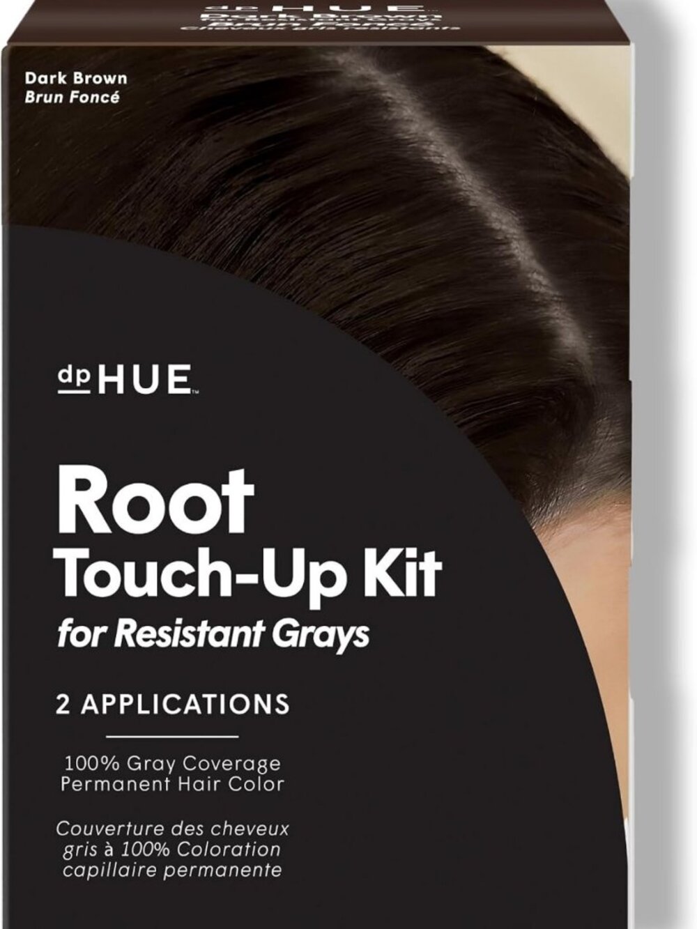 Root Touch-Up Kit for Resistant Grays - Dark Brown Hair Color - Vegan, 2